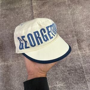 Men's Vintage 80's Georgetown Hoyas Navy Blue White Fitted Painters Hat Cap Sz M